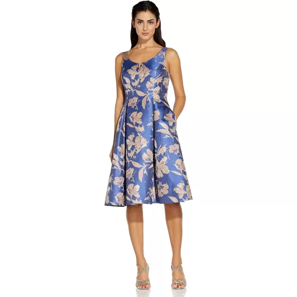 Adrianna Papell Womens Floral Jacquard DressBluePink