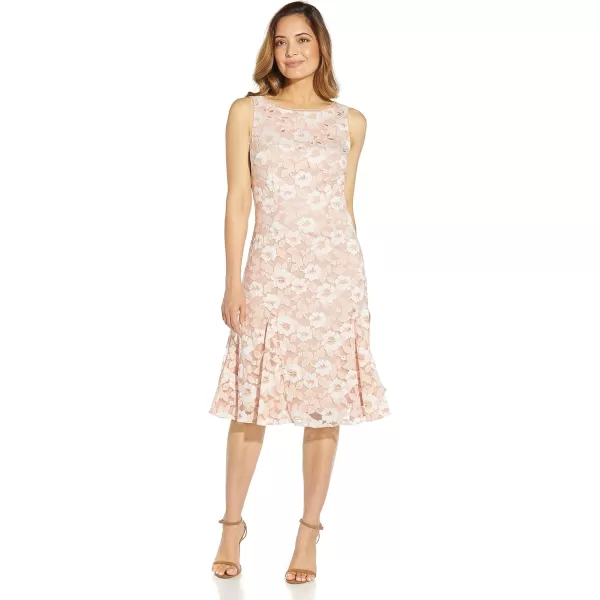 Adrianna Papell Womens Lace Midi Godet DressIvoryPink