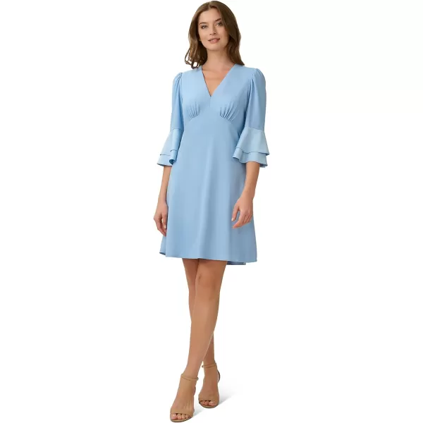 Adrianna Papell Womens Satin Crepe Bell Sleeve DressElegant Sky