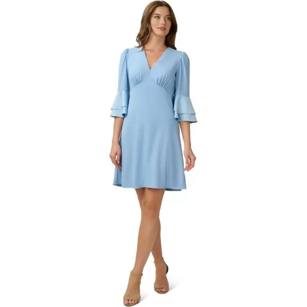 Adrianna Papell Womens Satin Crepe Bell Sleeve DressElegant Sky