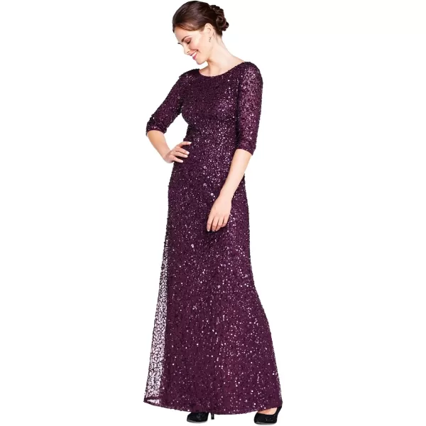 Adrianna Papell Womens 34 SLV Scoop Back AllOver Beaded Gown Cabernet 10Adrianna Papell Womens 34 SLV Scoop Back AllOver Beaded Gown Cabernet 10