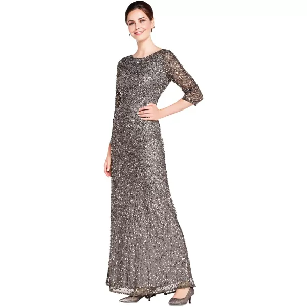 Adrianna Papell Womens 34 SLV Scoop Back AllOver Beaded Gown Lead 16Adrianna Papell Womens 34 SLV Scoop Back AllOver Beaded Gown Lead 16