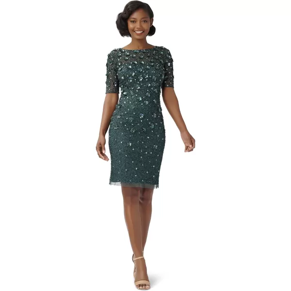 Adrianna Papell Womens Beaded Cocktail DressDusty Emerald