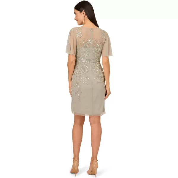 Adrianna Papell Womens Beaded Cocktail DressFrosted Sage