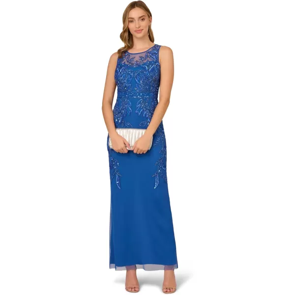 Adrianna Papell Womens Beaded Column GownBlue Horizon