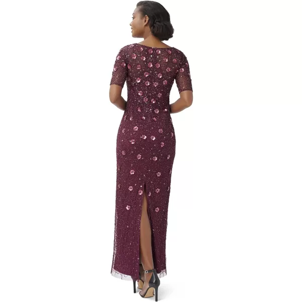 Adrianna Papell Womens Beaded Long 3D Floral GownCassis