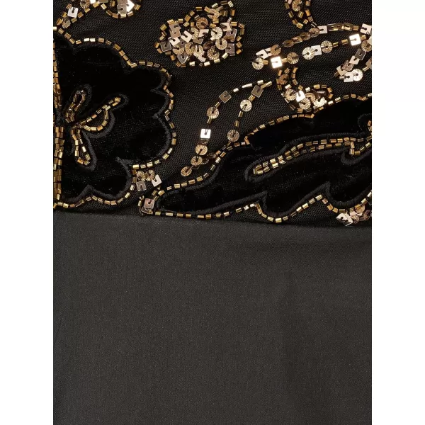 Adrianna Papell Womens Beaded Taffeta GownBlackGold