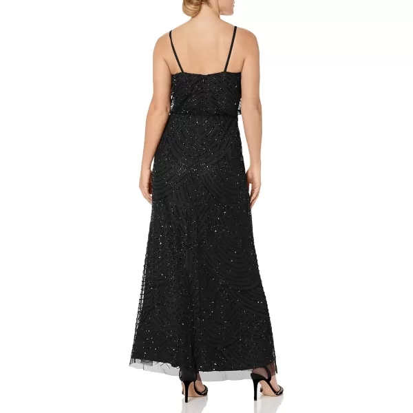 Adrianna Papell Womens Blouson Beaded Gown Black 10Adrianna Papell Womens Blouson Beaded Gown Black 10