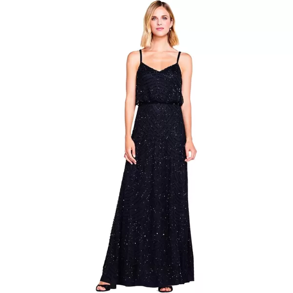 Adrianna Papell Womens Blouson Beaded Gown Black 10Adrianna Papell Womens Blouson Beaded Gown Black 10