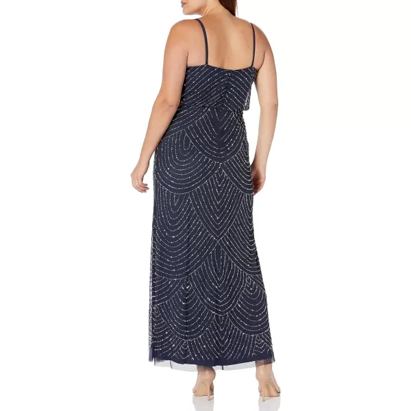 Adrianna Papell Womens Blouson Beaded Gown Navy 14Adrianna Papell Womens Blouson Beaded Gown Navy 14