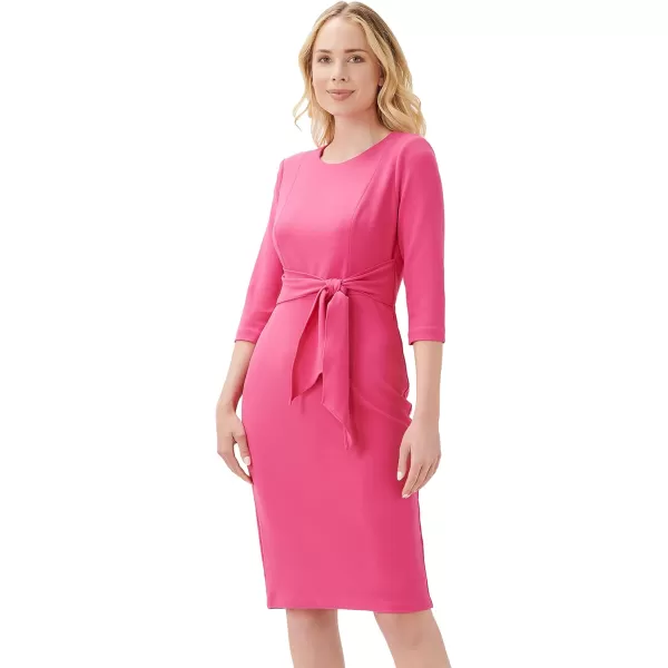 Adrianna Papell Womens Bow Sheath Dress with Three Quarter SleevesWatermelon Bliss