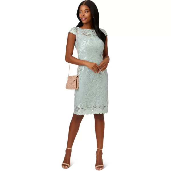 Adrianna Papell Womens Embroidered Lace SheathMint Smoke