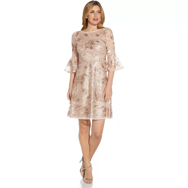 Adrianna Papell Womens Embroidered Sequin CocktailJoyful Blush