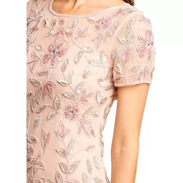 Adrianna Papell Womens Floral Beaded Godet Gown Blush 12Adrianna Papell Womens Floral Beaded Godet Gown Blush 12