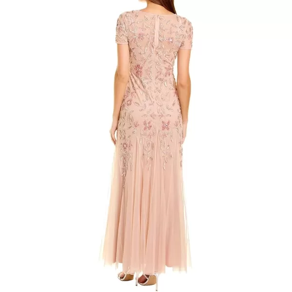 Adrianna Papell Womens Floral Beaded Godet Gown Blush 12Adrianna Papell Womens Floral Beaded Godet Gown Blush 12