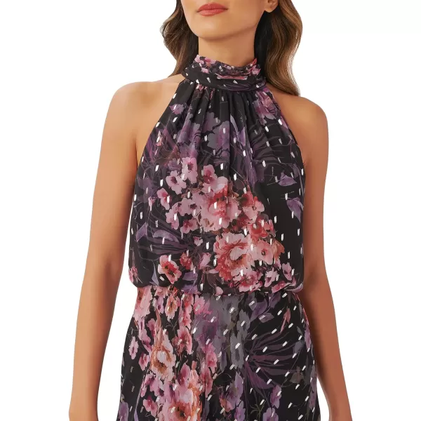 Adrianna Papell Womens Floral Chiffon Halter DressBlack Multi