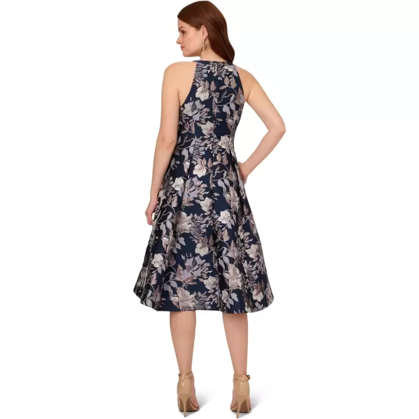 Adrianna Papell Womens Floral Jacquard DressNavy Multi