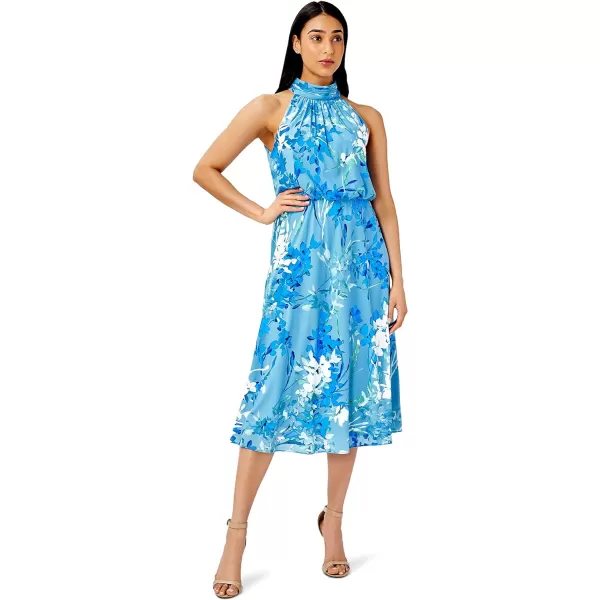 Adrianna Papell Womens Floral Print Midi DressPeri Multi