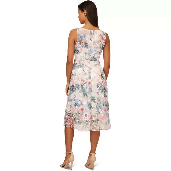 Adrianna Papell Womens Floral Printed Veiled DressIvory Multi