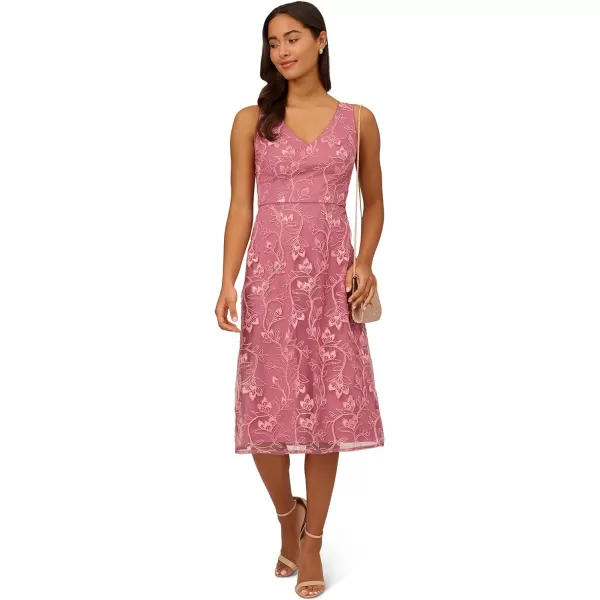 Adrianna Papell Womens Floral Sequin Embroidery DressPale Azalea