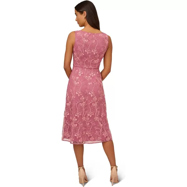 Adrianna Papell Womens Floral Sequin Embroidery DressPale Azalea