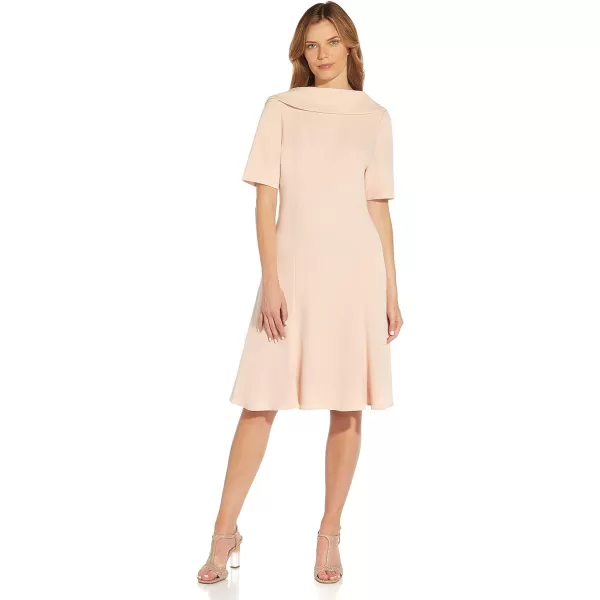 Adrianna Papell Womens Knit Crepe Roll Collar DressBlush