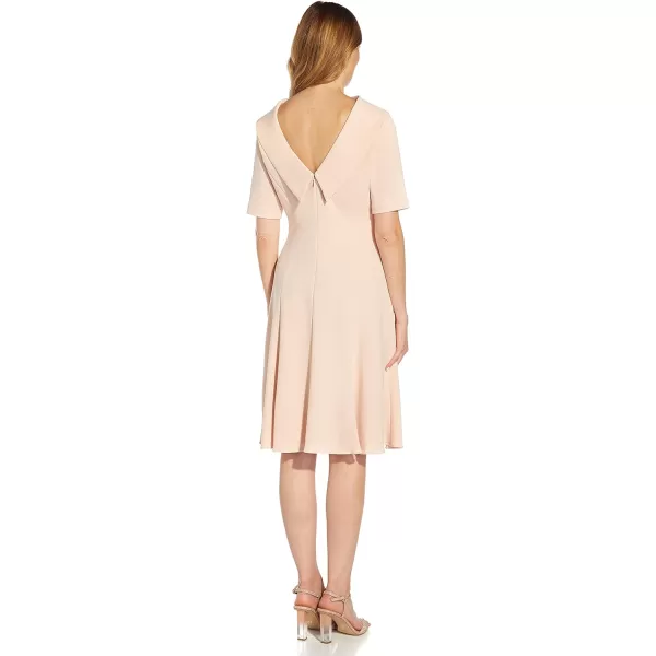 Adrianna Papell Womens Knit Crepe Roll Collar DressBlush