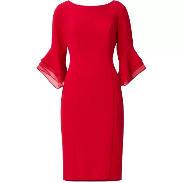 Adrianna Papell Womens Knit Crepe Tiered Sleeve DressRed