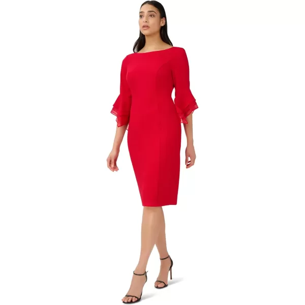 Adrianna Papell Womens Knit Crepe Tiered Sleeve DressStandard Red