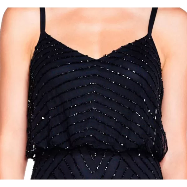 Adrianna Papell Womens Long Beaded Blouson GownBlack