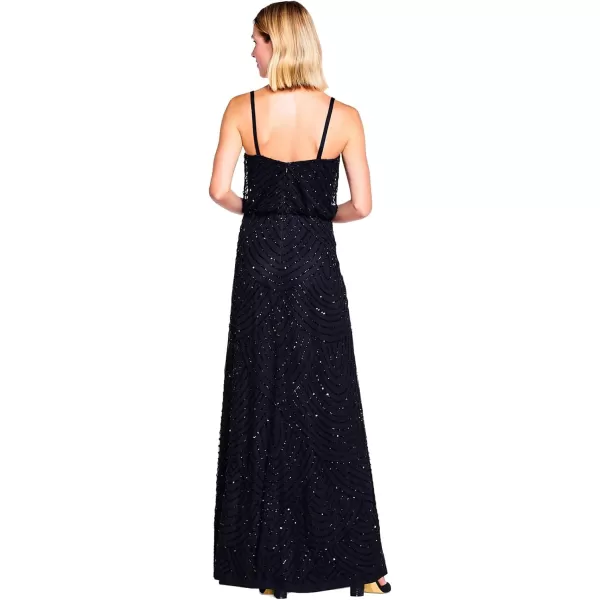 Adrianna Papell Womens Long Beaded Blouson GownBlack
