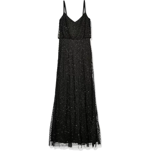 Adrianna Papell Womens Long Beaded Blouson GownBlack