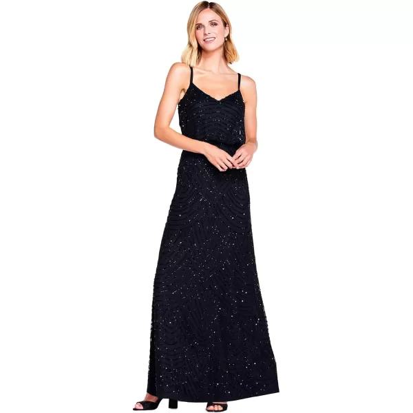Adrianna Papell Womens Long Beaded Blouson GownBlack