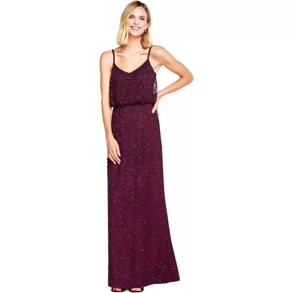 Adrianna Papell Womens Long Beaded Blouson GownCassis