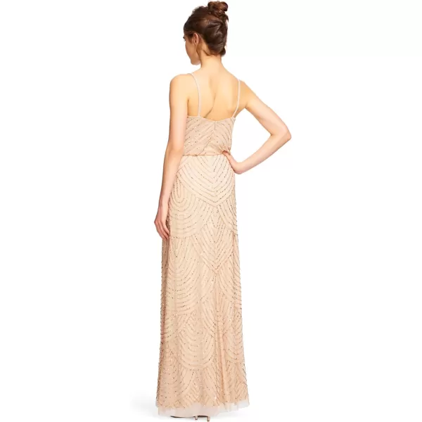 Adrianna Papell Womens Long Beaded Blouson GownChampGold