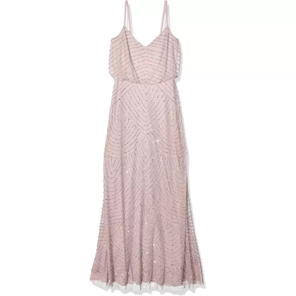 Adrianna Papell Womens Long Beaded Blouson GownDusted PetalSilver