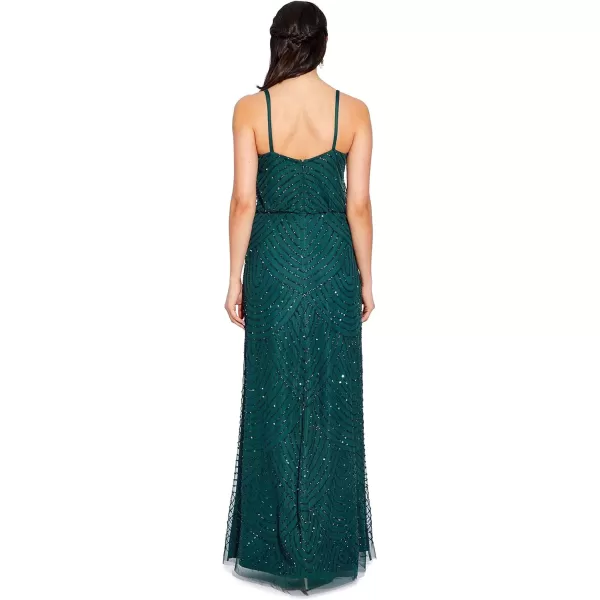 Adrianna Papell Womens Long Beaded Blouson GownDusty Emerald