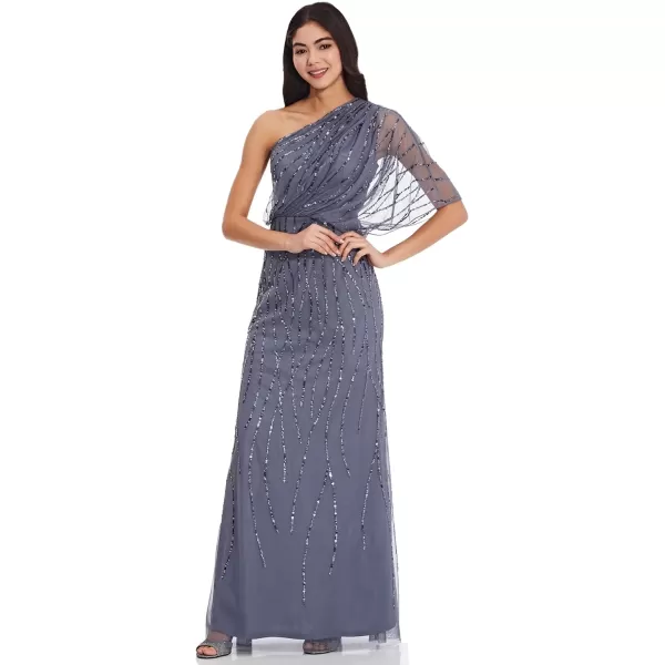 Adrianna Papell Womens Long Beaded DressesDusty Blue