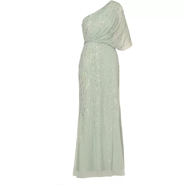 Adrianna Papell Womens Long Beaded DressesIcy Sage