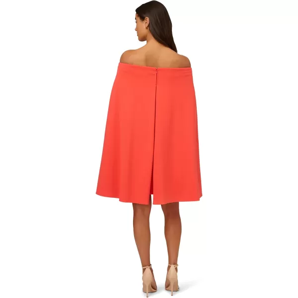 Adrianna Papell Womens Off Shoulder Cape DressCalypso Coral