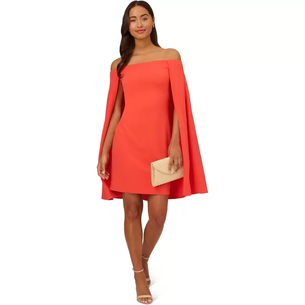 Adrianna Papell Womens Off Shoulder Cape DressCalypso Coral