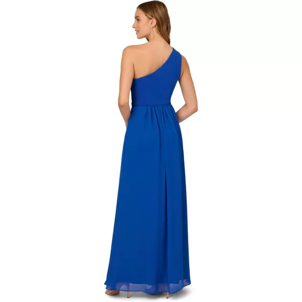 Adrianna Papell Womens One Shoulder Chiffon GownViolet Cobalt