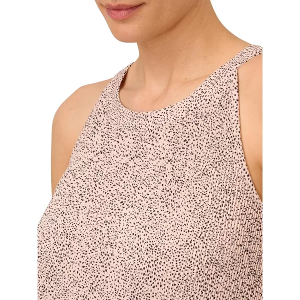 Adrianna Papell Womens Printed Pleated Halter TopChampagne Painted Dots