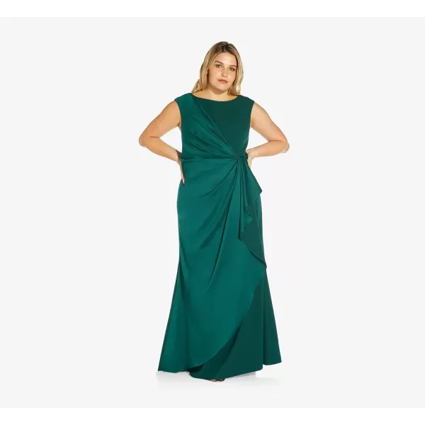 Adrianna Papell Womens Satin Crepe GownDark Jade