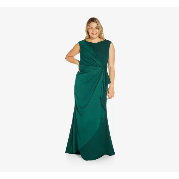 Adrianna Papell Womens Satin Crepe GownDark Jade