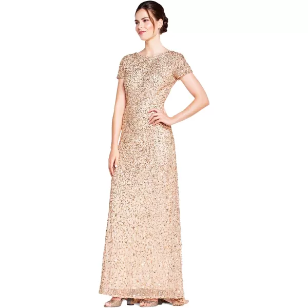 Adrianna Papell Womens Scoop Back AllOver Beaded Gown ChampagneGold 10Adrianna Papell Womens Scoop Back AllOver Beaded Gown ChampagneGold 10