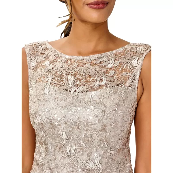 Adrianna Papell Womens Sequin Lace GownMarble