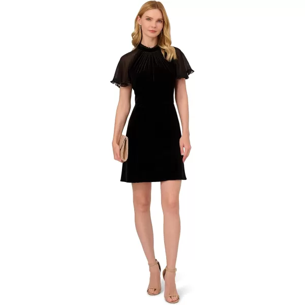 Adrianna Papell Womens Short Velvet Ruffle DressBlack