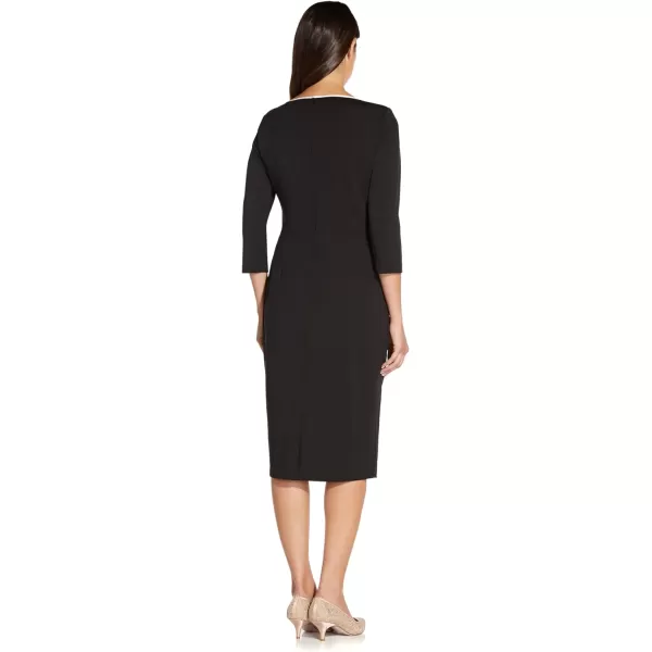 Adrianna Papell Womens Tipped Crepe Tie DressBlack Ivory