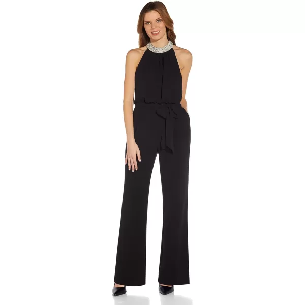 Adrianna Papell womens Pearl Chiffon Crepe JumpsuitBlack